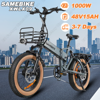 SAMEBIKE XWLX09 Folding EBike 1000W Motor 48V15AH Lithium Battery Hydraulic brake Electric Bicycle 20*4.0 Fat Tire Electric Bike