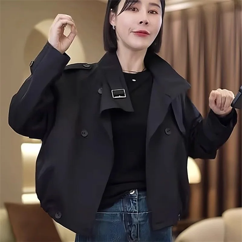 

Trench Coat Spring Autumn 2025 New Temperament Short Windbreaker Jacket Women British Style Outwear Fashion Ladies Overcoat Tops