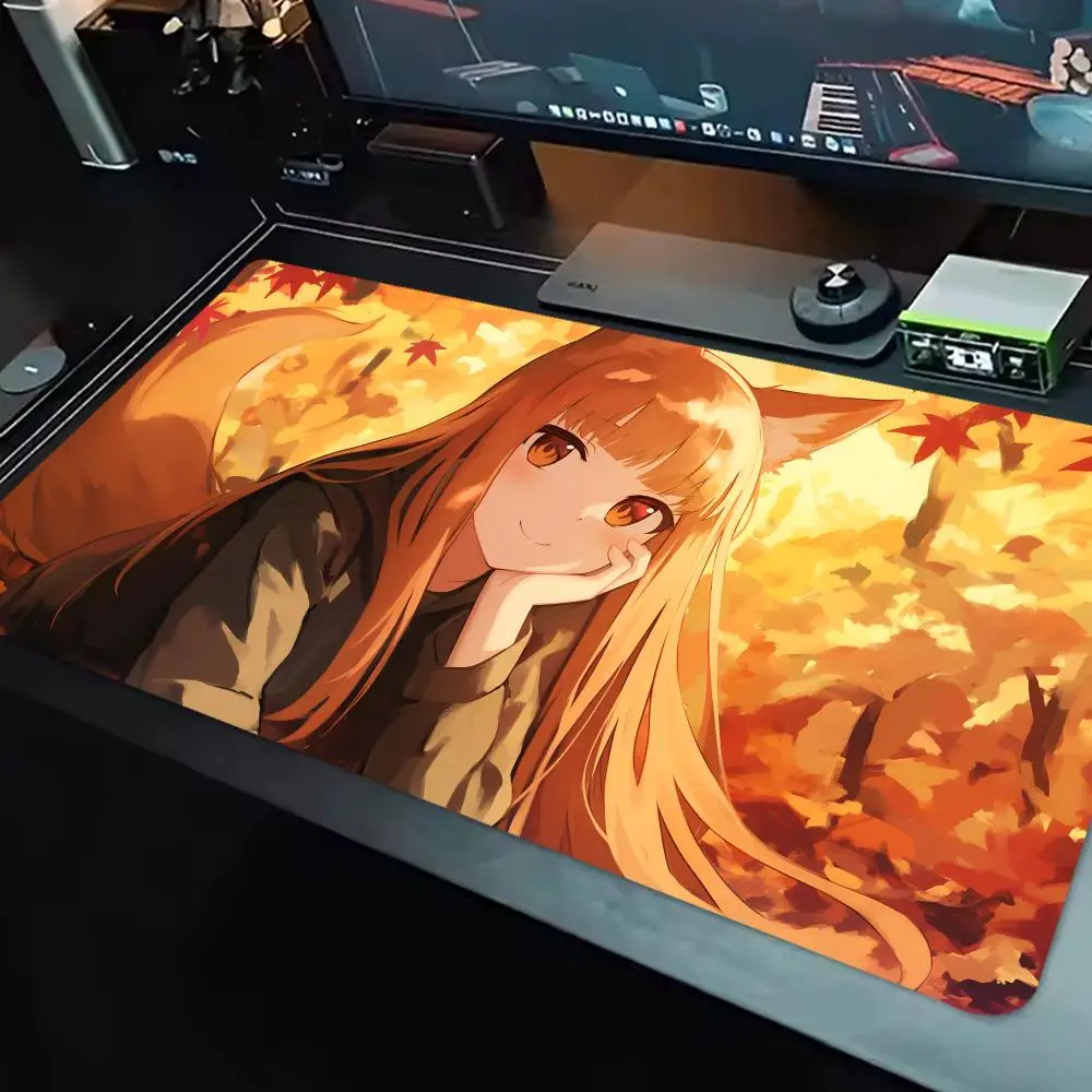 Großes Gaming-Mauspad Anime Spice And Wolf XXL PC Gamer Computermatte Schreibtischunterlage Niedliches Gummi-Mauspad