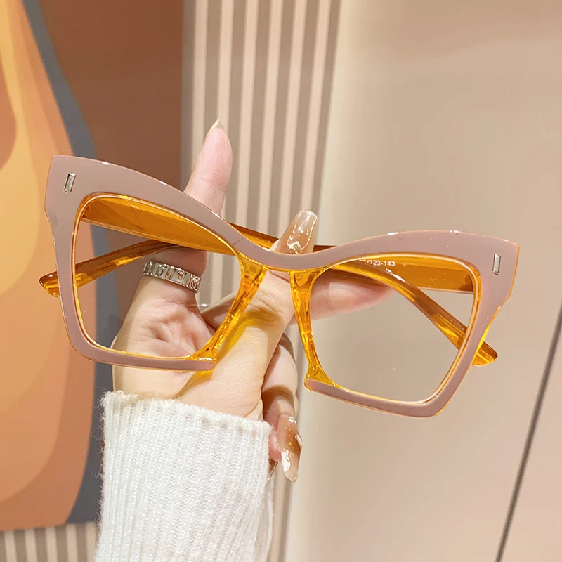 1Pc frauen Modische Keine Brillen Neue Hochwertige Große Rahmen Retro Cat-Eye Persönlichkeit Nägel Casual vielseitig F