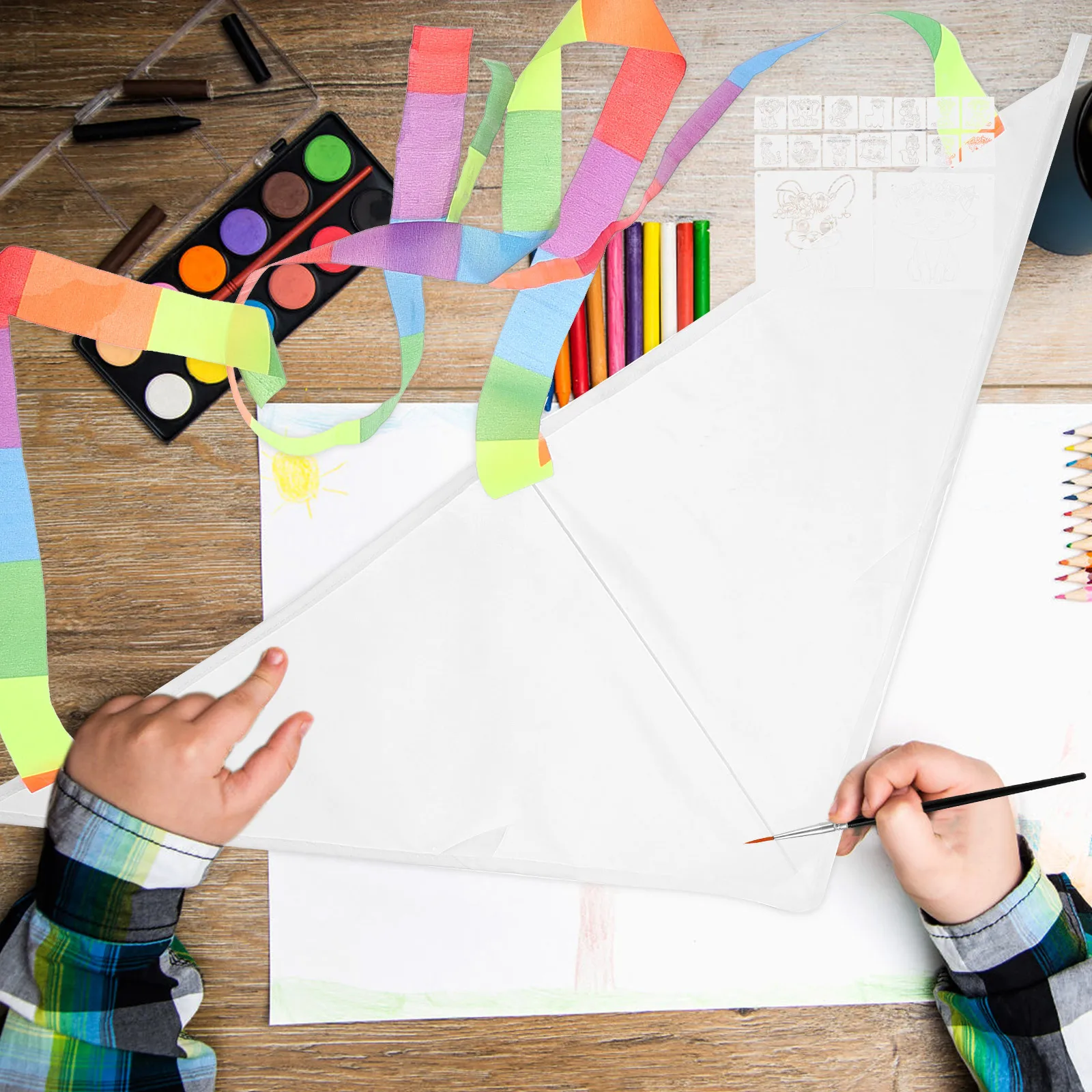 1Set Kids DIY Blank Kite Portable Funny Drawing Kite for Children Interactive Painting Kit Kites for Kids Kites Blank