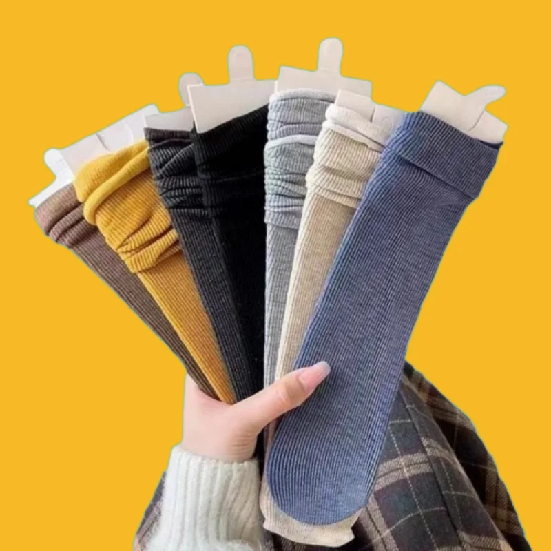 5/10 Pairs Middle Tube Solid Color Cotton Casual Socks Comfortable Striped Cardboard Stacked Socks Retro Double Needle Socks