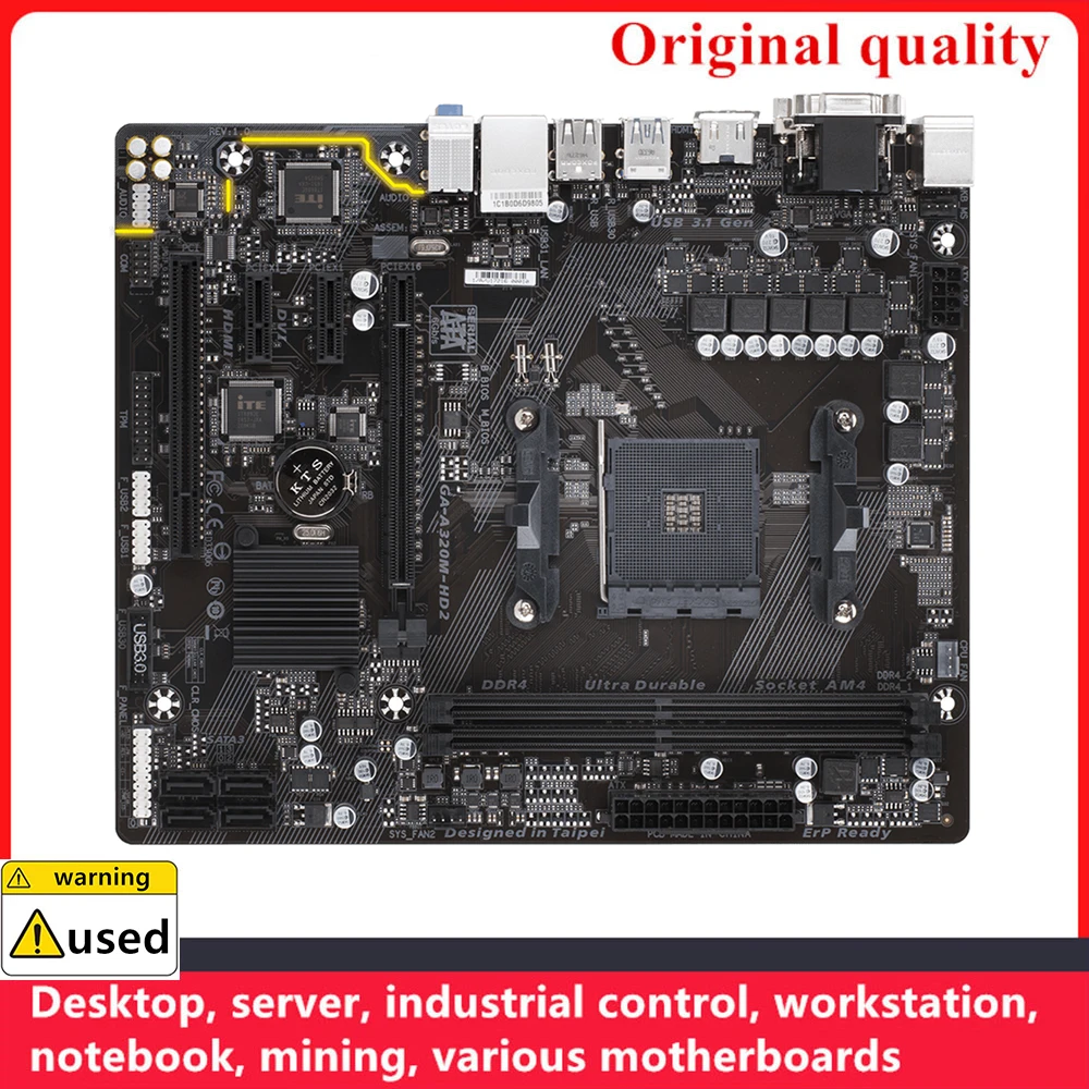 Soquete Mainboard Desktop para AMD A320, SATA III, USB 3.0, GA-A320M-HD2, AM4, DDR4, 32GB