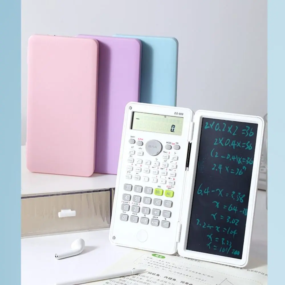 Calcolatrice scientifica 2 IN 1 con blocco note LCD Calcolatrice matematica portatile a 12 cifre Lavagna pieghevole per studenti