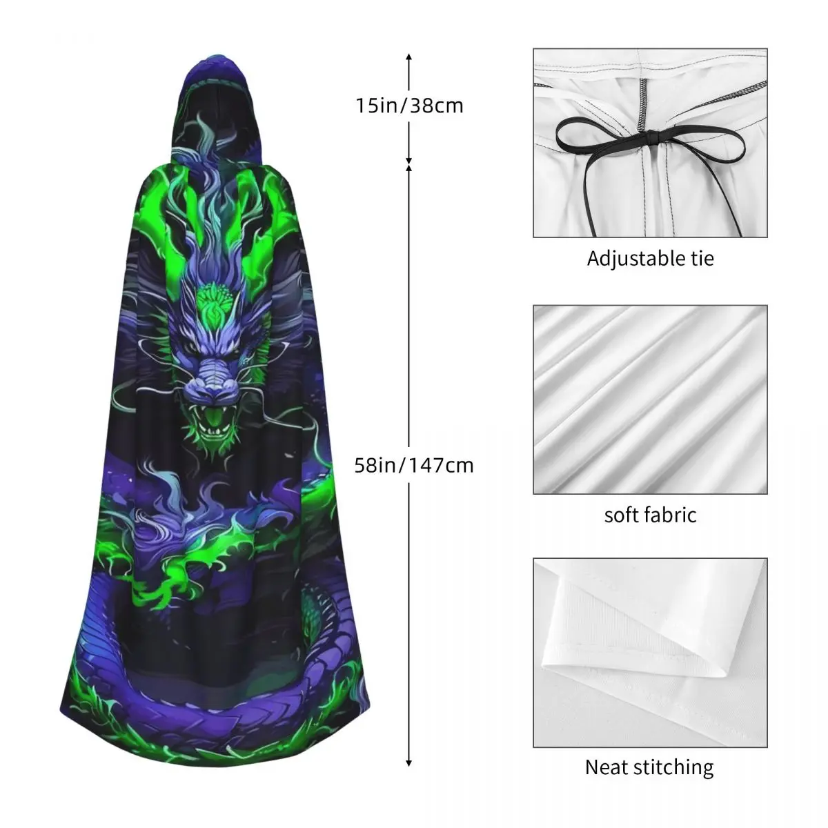 Длинный плащ с капюшоном в стиле племени Дракона, средневековый костюм ведьмы, накидка для косплея, пальто на Хэллоуин для взрослых, унисекс