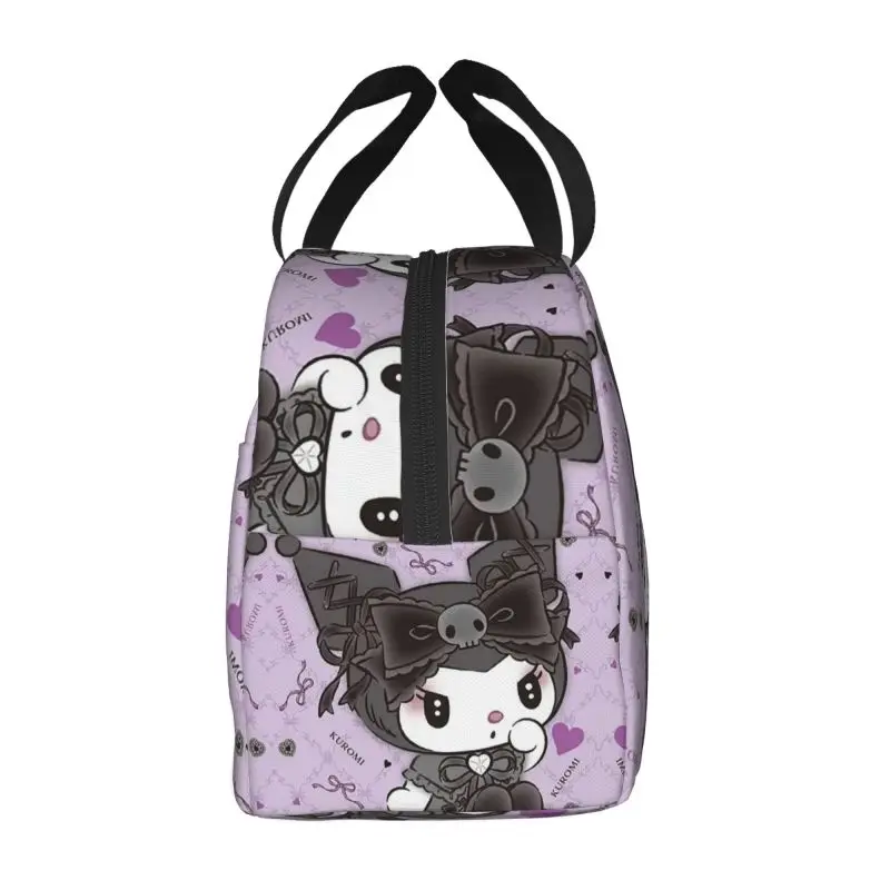 Custom Kuromi Cute Cartoons borse per il pranzo isolate per l\'ufficio scolastico dispositivo di raffreddamento portatile termico Bento Box donna