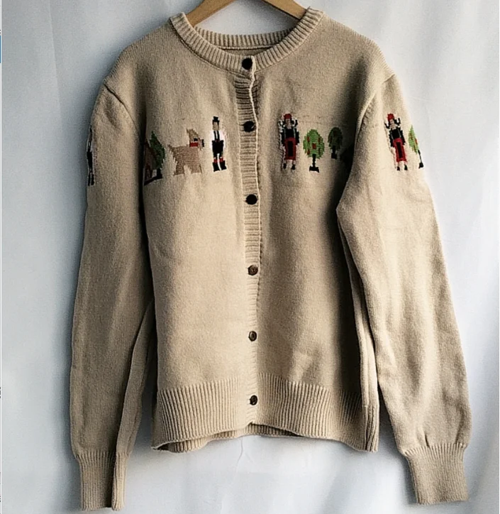 Pull Femme Cartoon Embroidery Knit Women Cardigan Jackets 2023 Ropa Mujer Fashion Vintage Sueter Mujer Oversized Sweater Tops