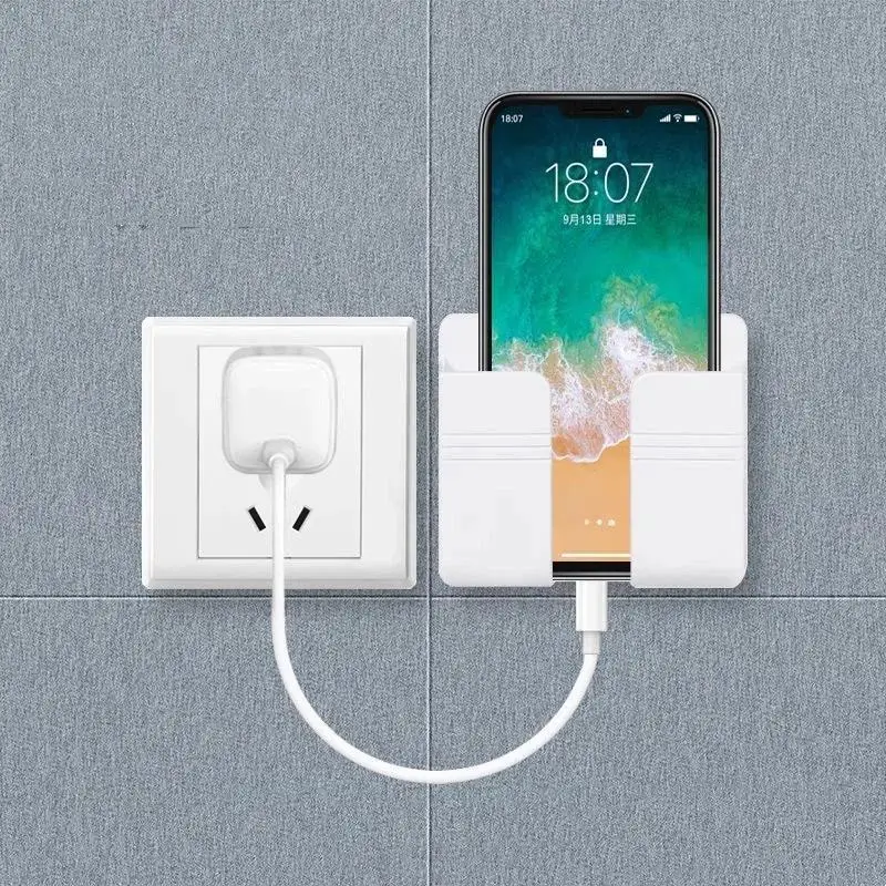 [S]2/5Pcs Wall Mounted Storage Phone Charging Remote Control Holder With Holes For Kitchen Bedroom Bathroom