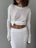 Hirsionsan 2025 basique doux t-shirts femmes été automne manches longues lâche bas t-shirts dames décontracté tricoté doux femme hauts 3