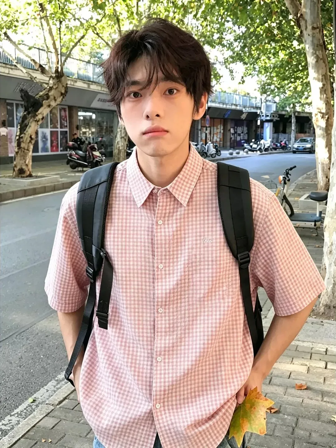 

Cleanfit Bubble Shirt Men's Short Sleeve Plaid Collar Summer Casual Shirt Youthful Style Loose Fit Regular Length Button down