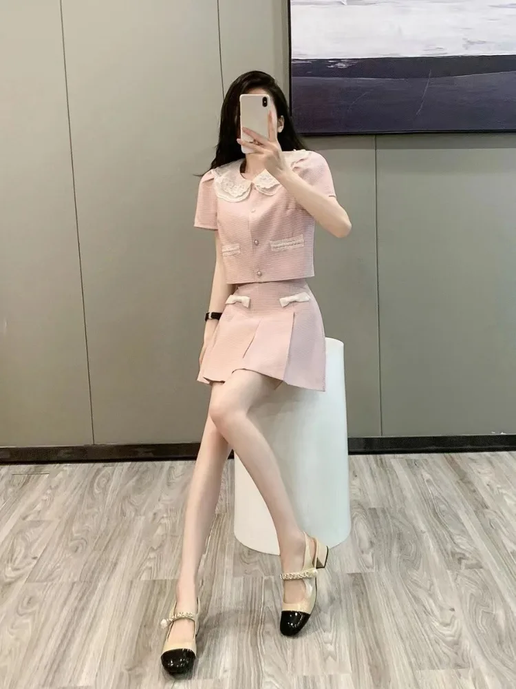 2025 Summer New Chic Style Skirt Suits Women French High-End Light Luxury Two-Piece Sets Female Office Lady Tweed Set Clothing