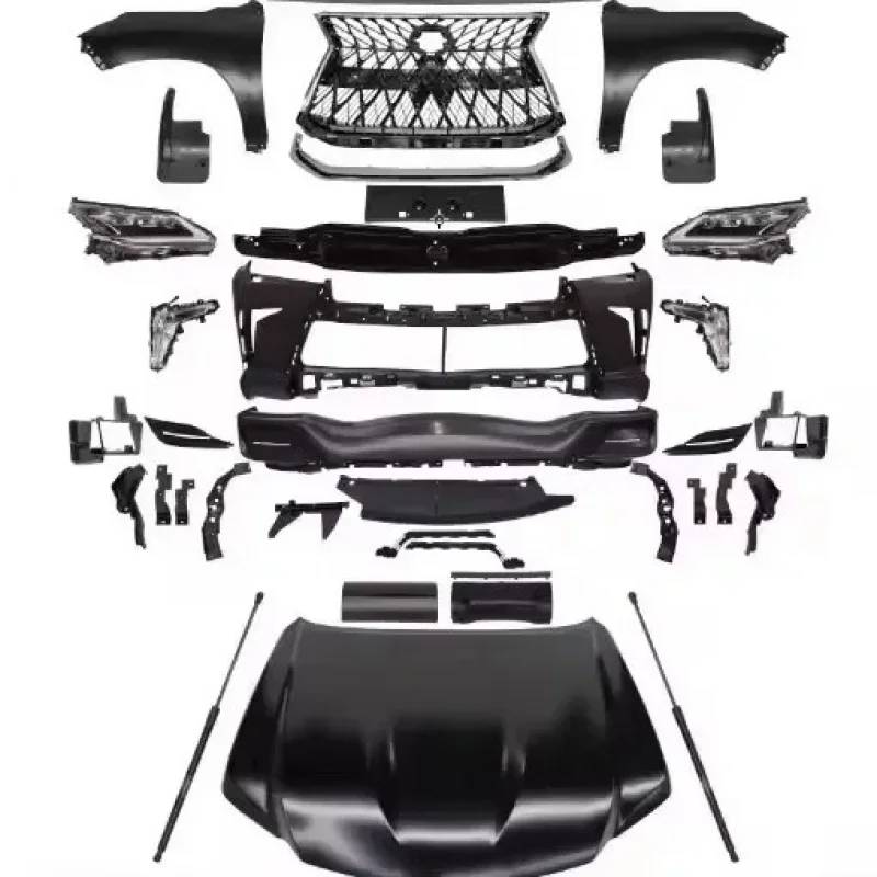

For LX570 2012 Body Kit Upgrade to 2018 Model Includes Front and Rear Bumpers Head Lamp