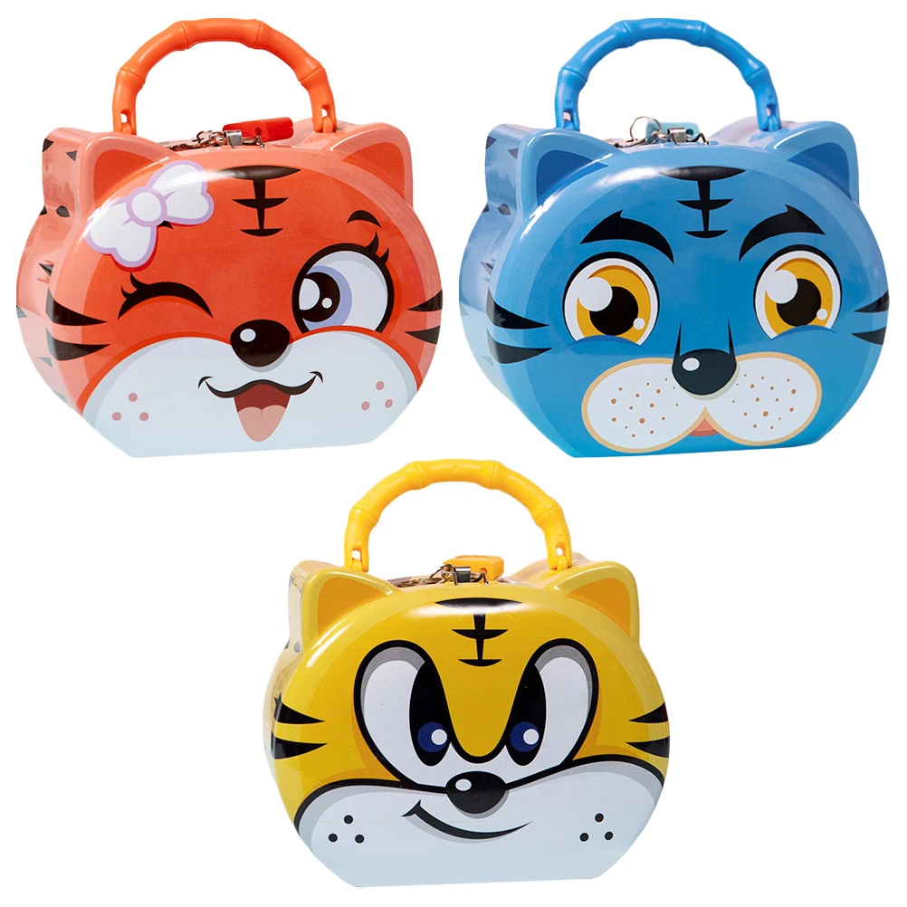 Tirelire tigre de dessin animé 3 pièces, boîte de rangement d'argent mignonne, pot d'épargne décoratif Durable pour chambre à coucher, salon, bureau d'étude