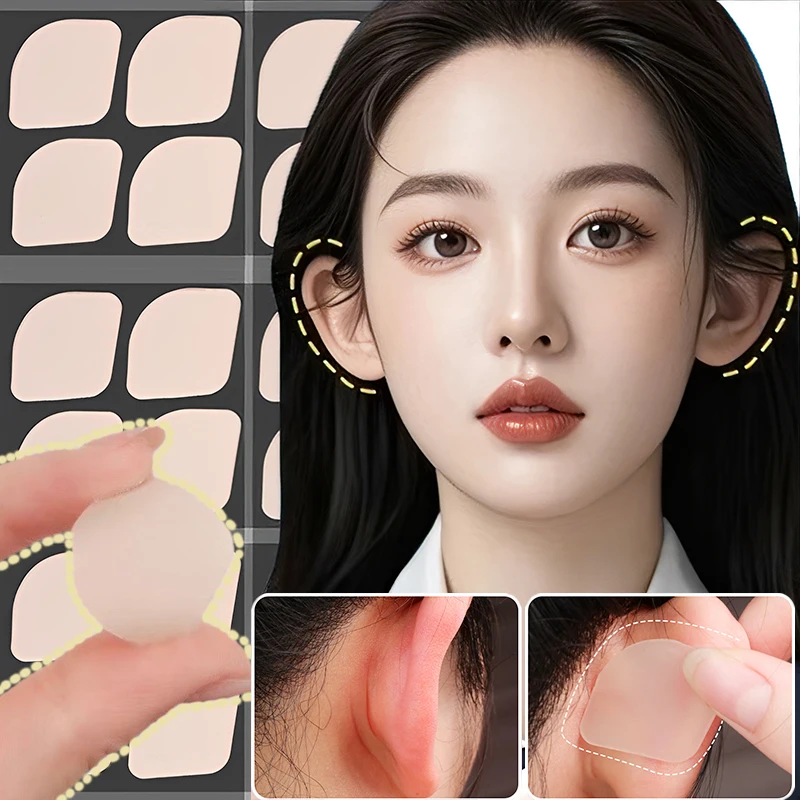 4/100 pçs silicone elf orelha adesivos correção remendo auto adesivo cosmético corretor de orelha invisível instantâneo emagrecimento v-face almofadas