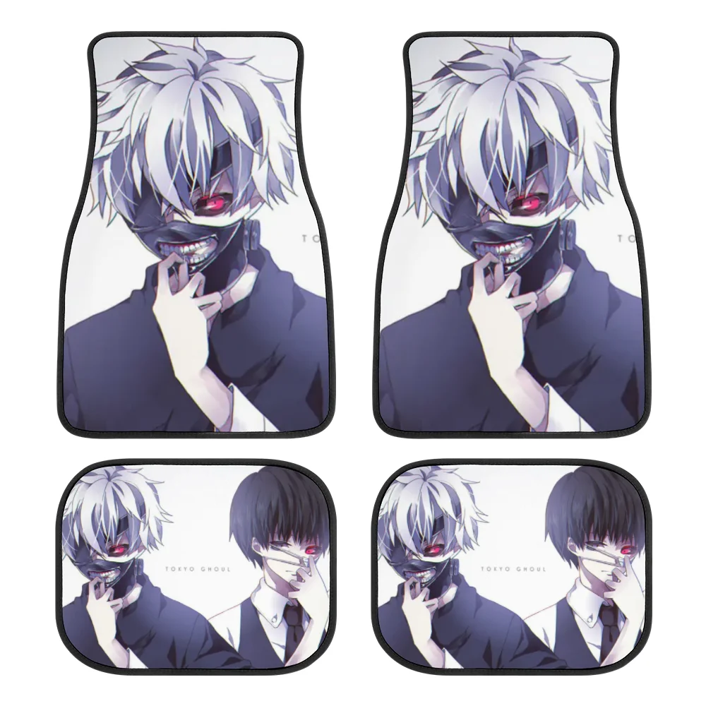 Anime Tokyo Ghoul Universal Fit Front/Rear 4 Piece Full Set Print Custom Design Carpet Car SUV Truck Floor Mats Doormat