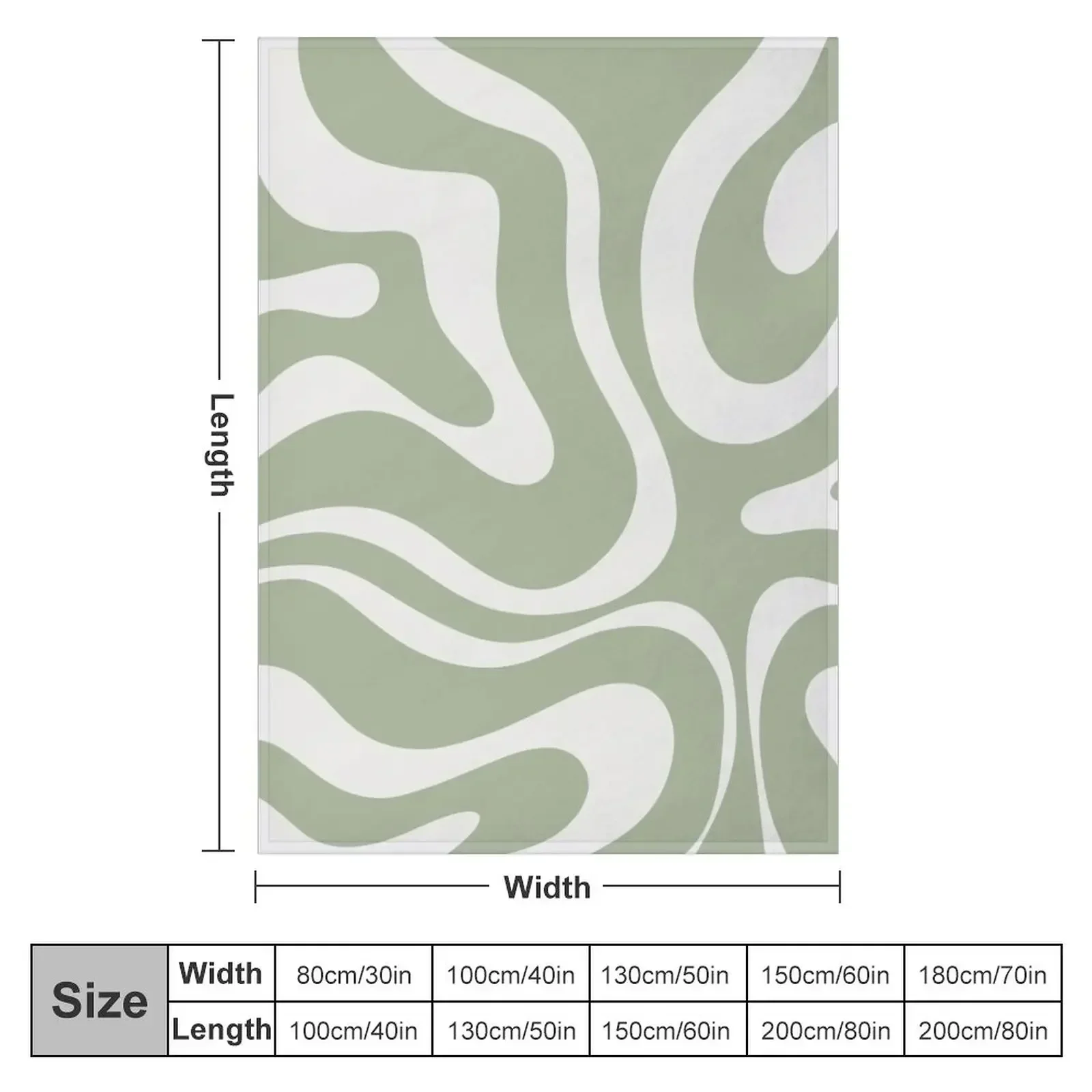 Liquid Swirl Abstract Pattern in Sage Green and Nearly White Throw Blanket Beach for babies Sofa Blankets