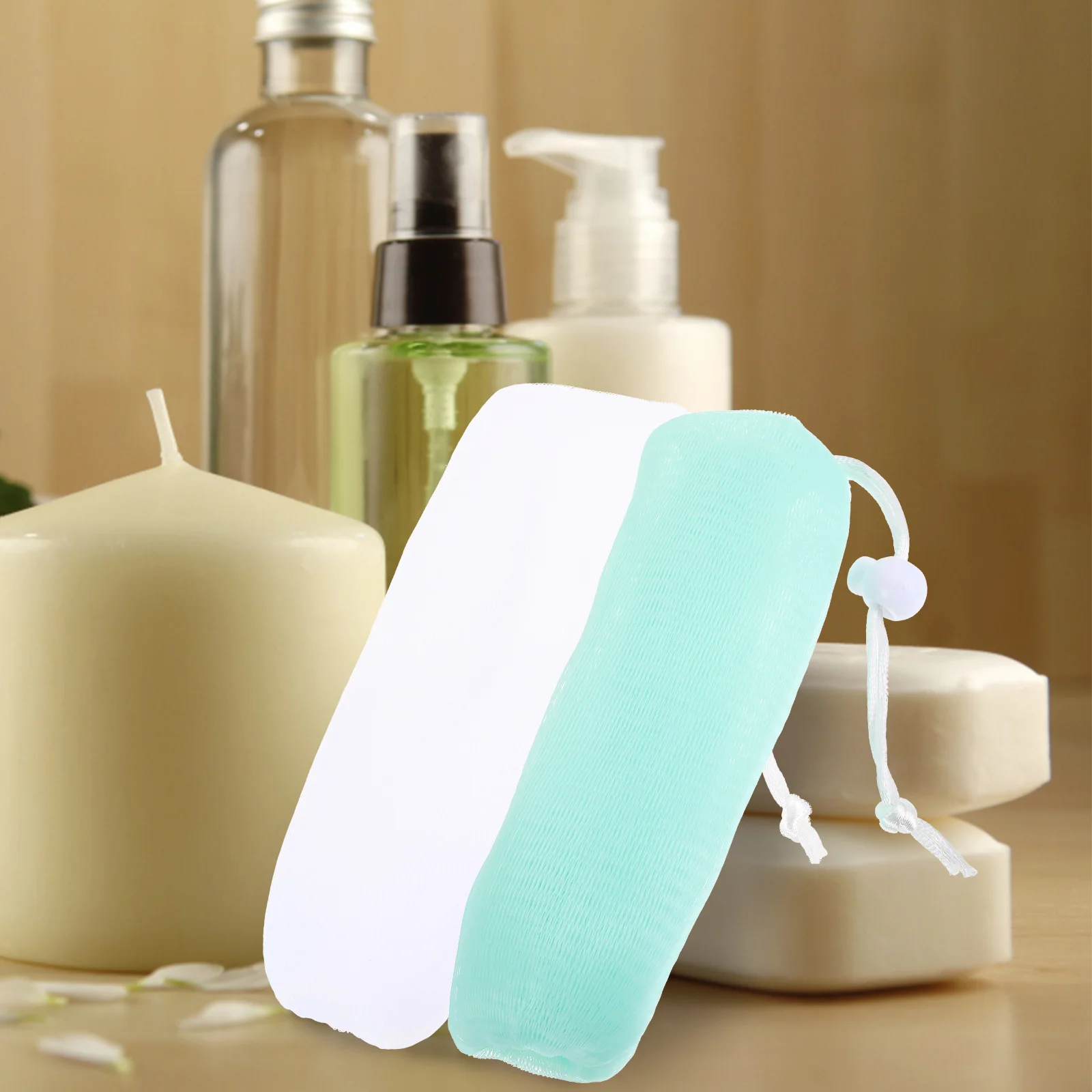 

5Pcs Maker Shower Scrubbing Net Comfortable Texture Great Lather Exfoliate Skin Soap Saver Storage Bags Easy Drying