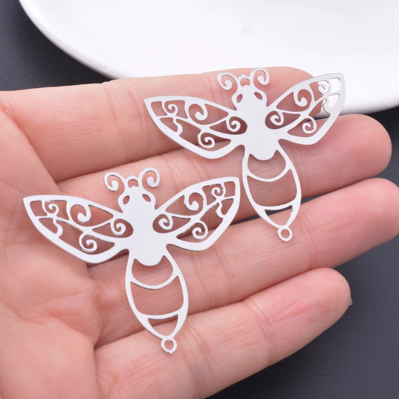 10 Stück 36*43mm Messing Anima Bienen-Verbindungsanhänger Rhodium-beschichtet Anhänger DIY Schmuck Zubehör – Detail 3
