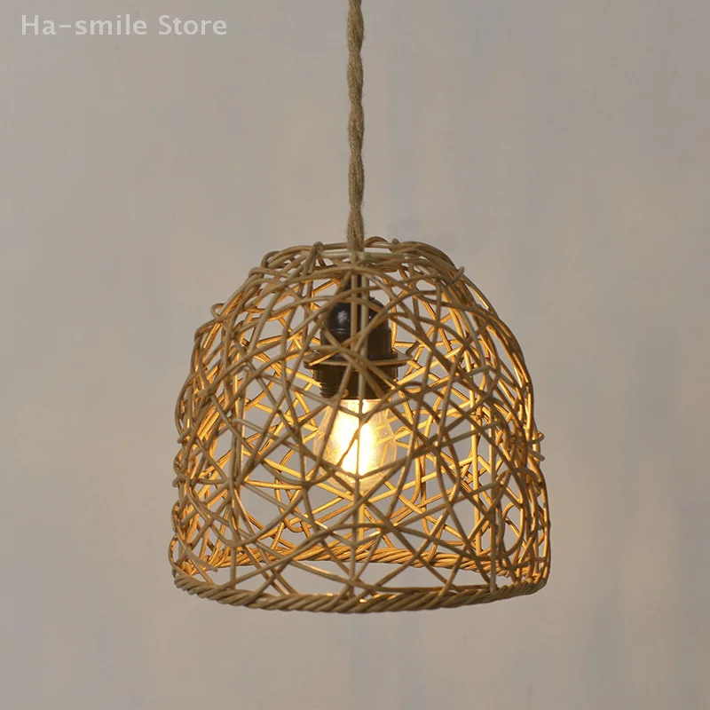 

Imitation Rattan Woven Lampshade Plastic Rattan Chandelier Art Lampshade B & B Hotel Restaurant Hanging High-end Lighting