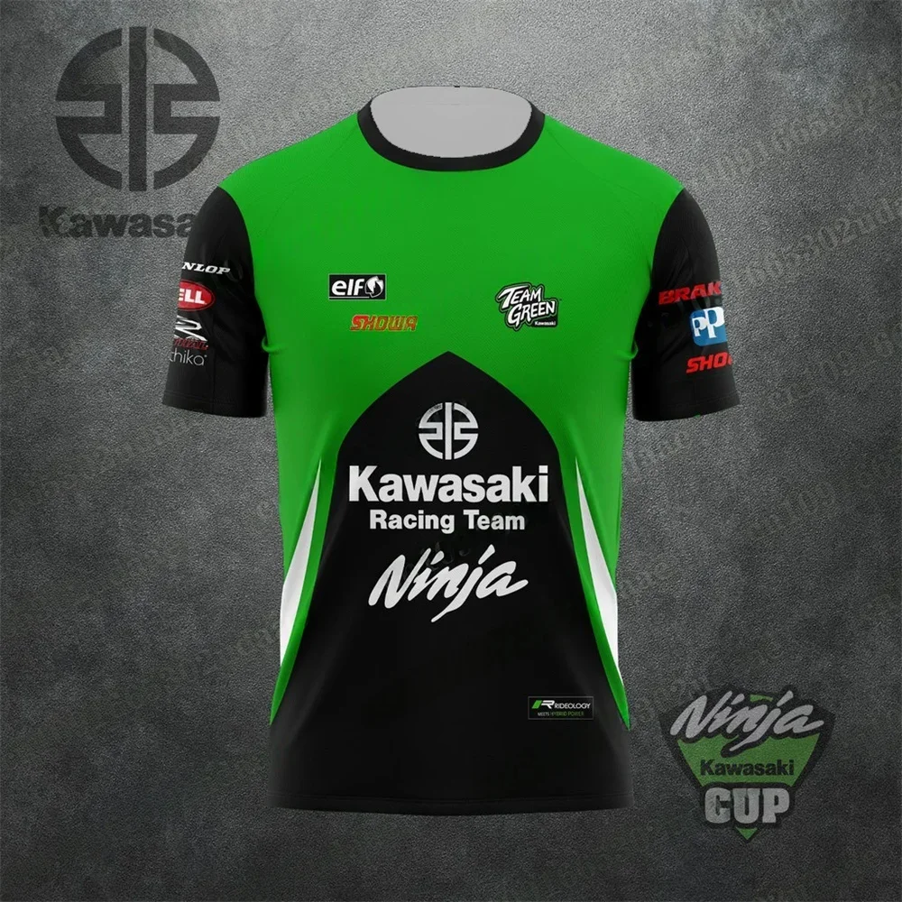 

Мужская футболка, мотоциклетная футболка Kawasaki, велосипедная футболка, быстросохнущая, впитывающая пот, футболка с принтом, летняя футболка