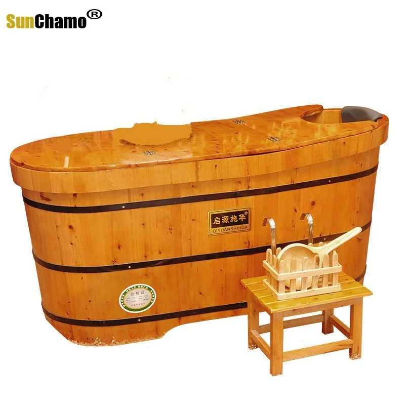 High Quality Cedar Barrel Bath Tub For Adults Wood Swimming Pool Safety Security Seat Support Household Bathtub