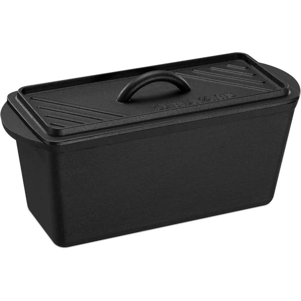 

Navaris Cast Iron Bread Loaf Pan with Lid, 13x5 inches, Black