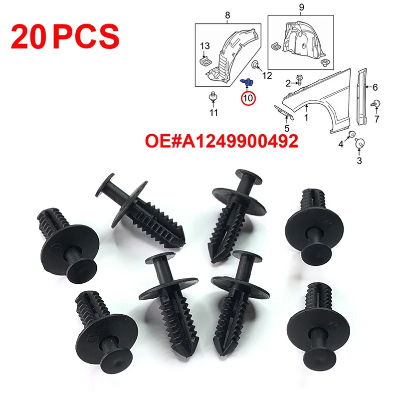 A1249900492 Bumper Cover Fender Liner Push-Type Retainer Clip for Mercedes-Benz Mudguard Trim Clips Fixed Clamp Grille Rivet