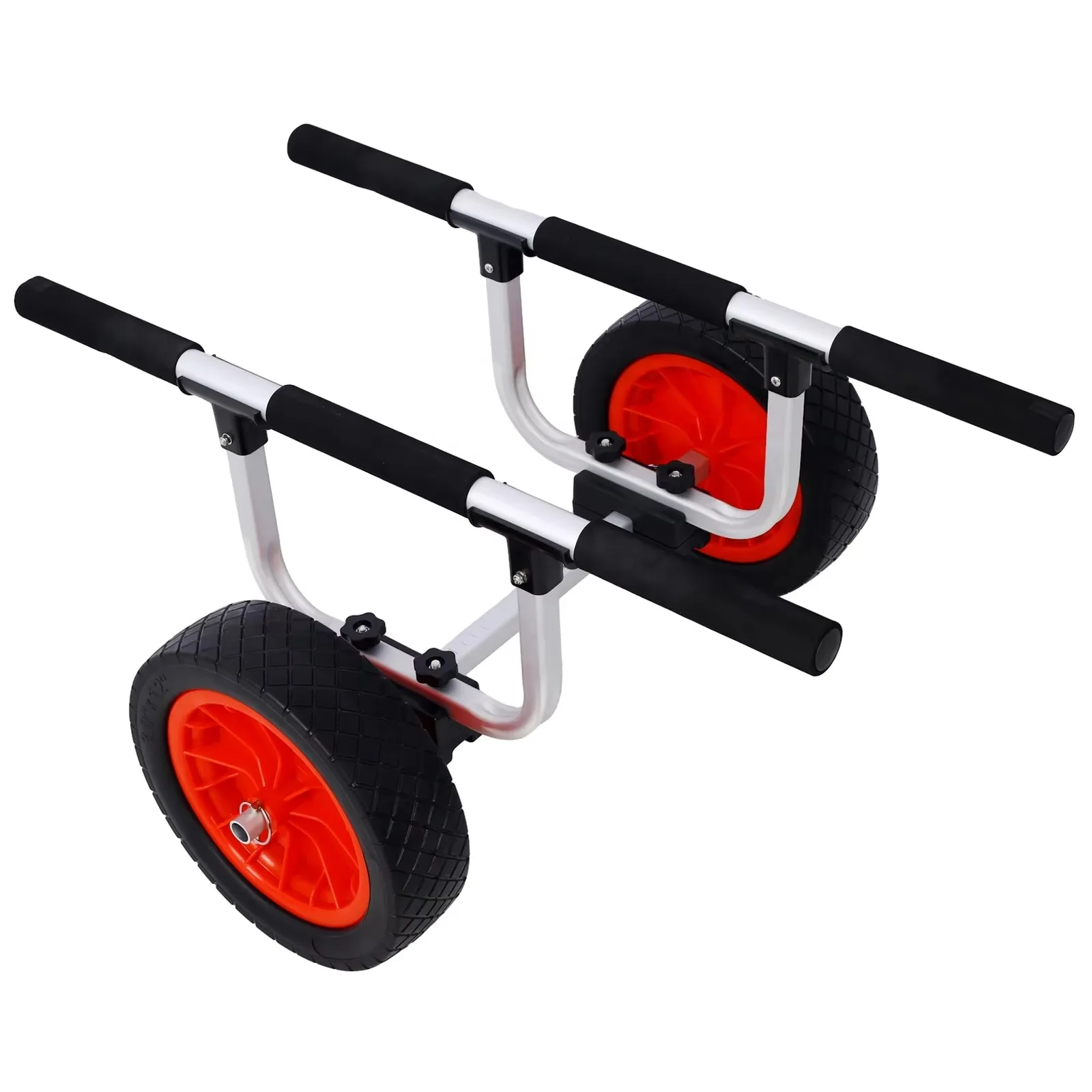 150LBS Adjustable Aluminium Kayak Cart Canoe Cart with Flat Free Wheels or Pneumatic Wheels Foldable Kayak Carrier Trolley