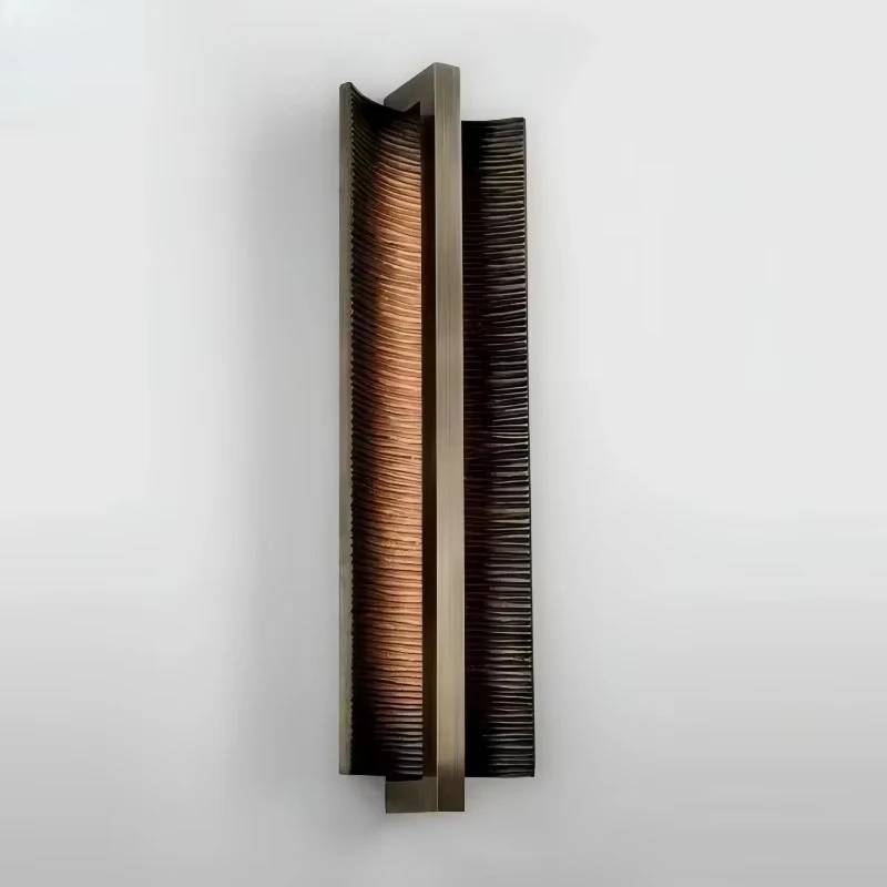 Modern Long LED Wall Lamp Retro Textured Metal Wall Sconce Home Decor Wall Light for Bedroom Bedside Living Room Background Hall