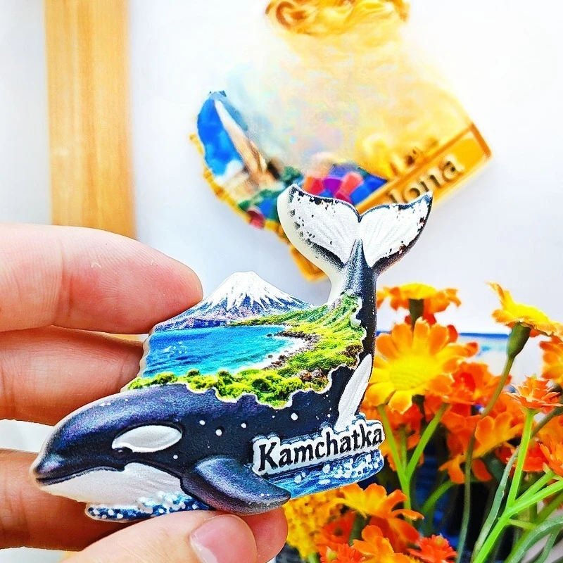 Kamchatka Orca Volcano Fridge Magnet - Raw 3D Far East Souvenir Unique Russian Nature Gift for Travel & Wildlife Decor