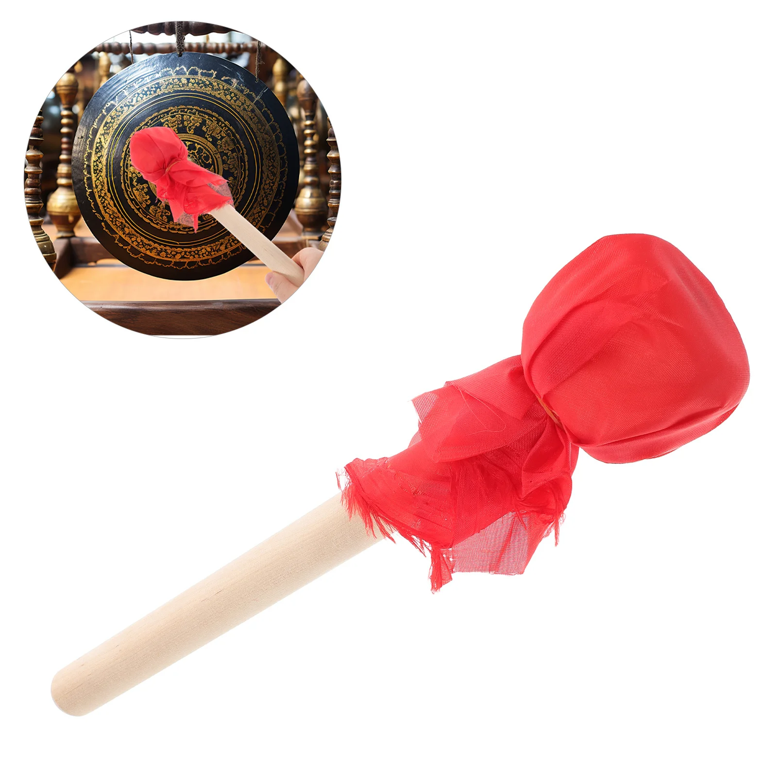 

Large Wooden Gong Mallet Decorative Cloth Wrapped Handle Essential Percussion Stick Ideal for Chinese Traditional Performance
