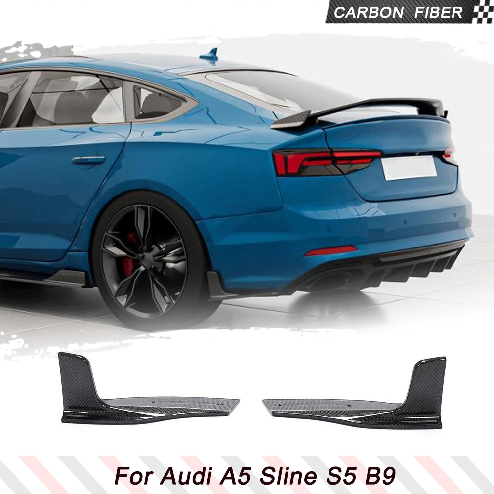 Cararbon Fiber Car Rear Canards Splitters For Audi A5 Sline S5 B9 Sportback 2017-2019 Car Rear Bumper Strip Lip Spoiler