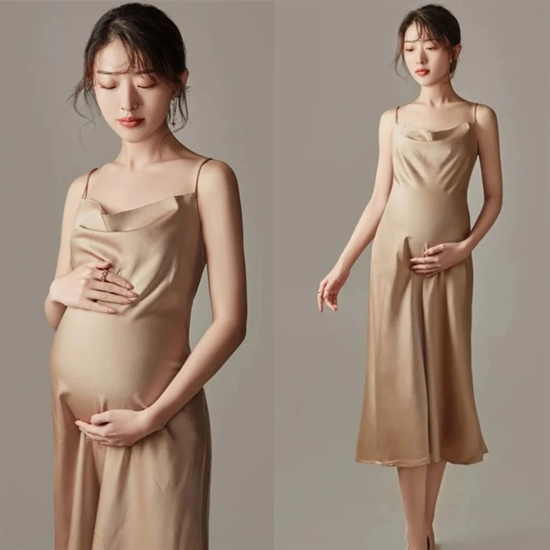 Maternity Photography Dresses 4 Color Loose Suspender Dress Pregnancy Photo Shoot Clothes Pregnant Women Photography Props New