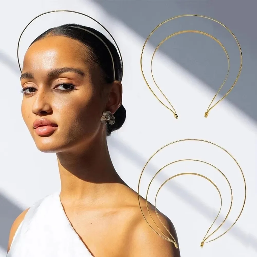Tiara de Cabelo Coreana Multicamadas com Design de Anjo e Deusa, Coroa de Metal Dourado e Prateado, Arco de Cabelo DIY para Noivas e Casamentos