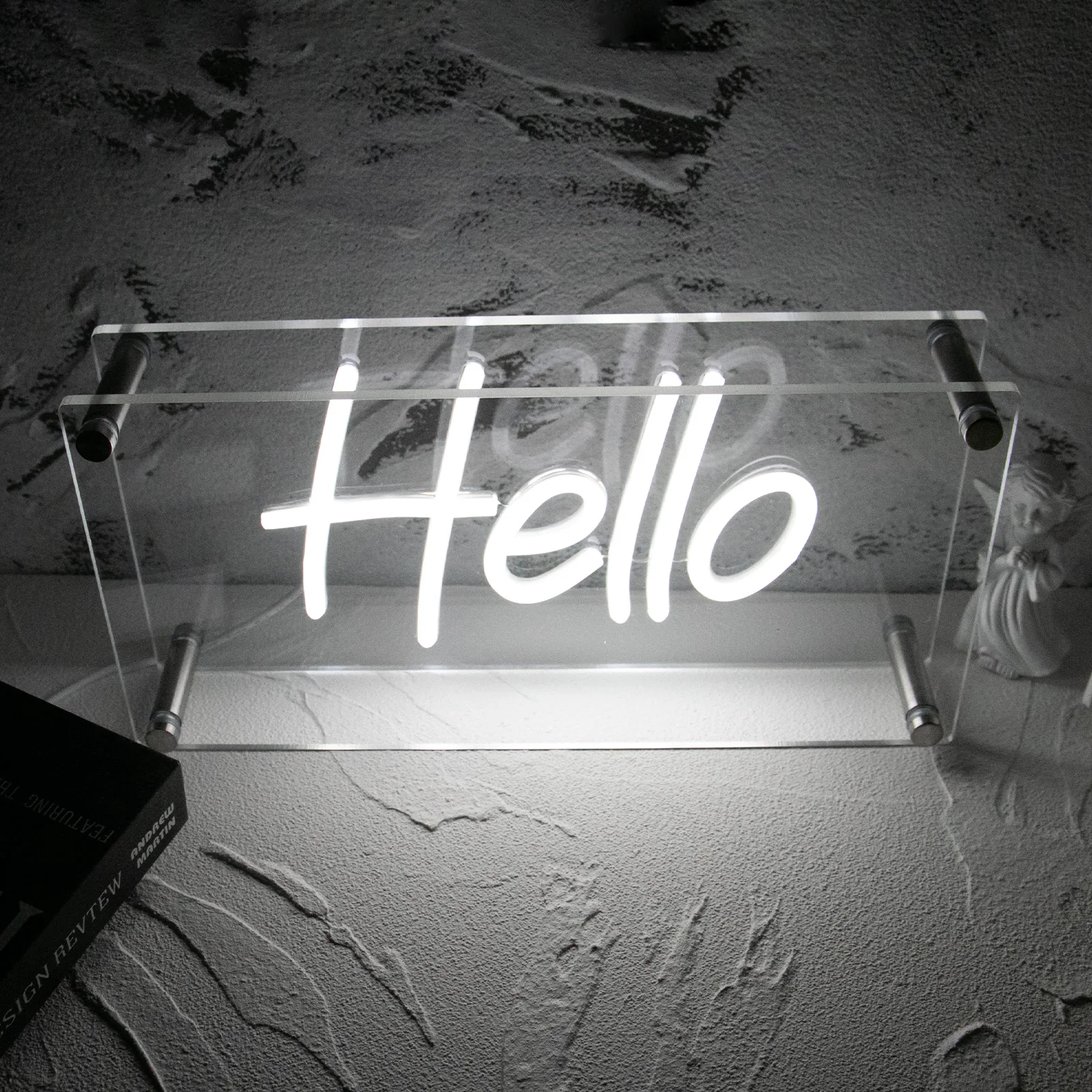 

Hello Neon Sign LED Acrylic Night Lights Desk Sign-USB Home Room Party Club Decor Store Art Decoration Birght Panel Lamps