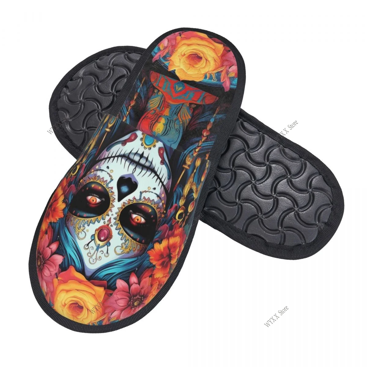 Mexican Mask Home Slippers Winter Warm Plush Slippers For Winter Soft