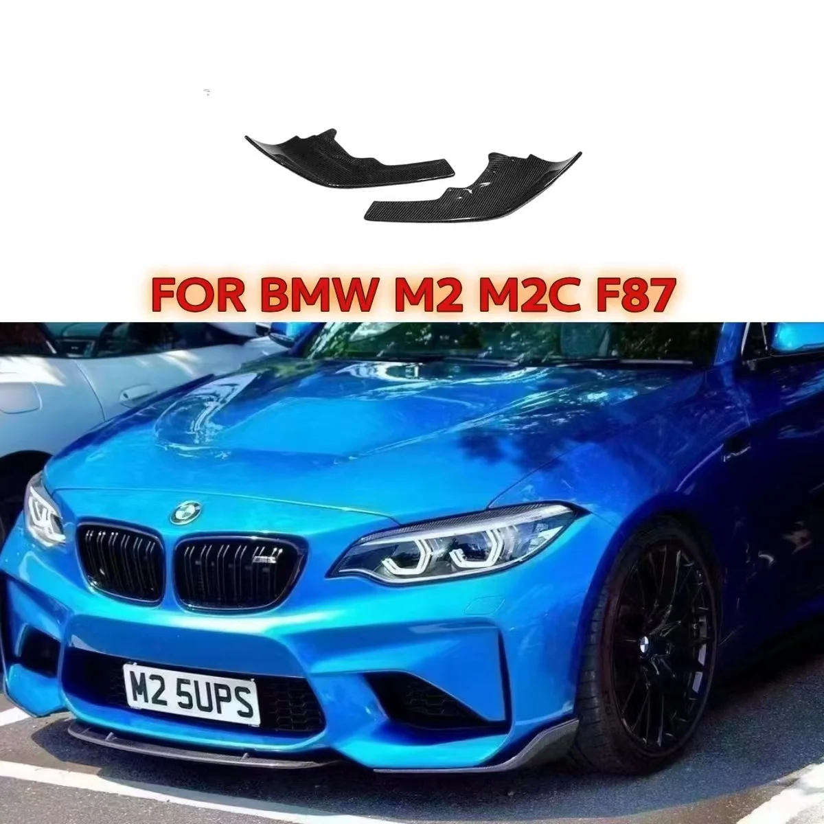 

Real Carbon Fiber Car Front Bumper Splitter Side Cover For BMW F87 M2 2016-2020 Air Vent Kit Spoiler Lip Corner Guard Trim FRP