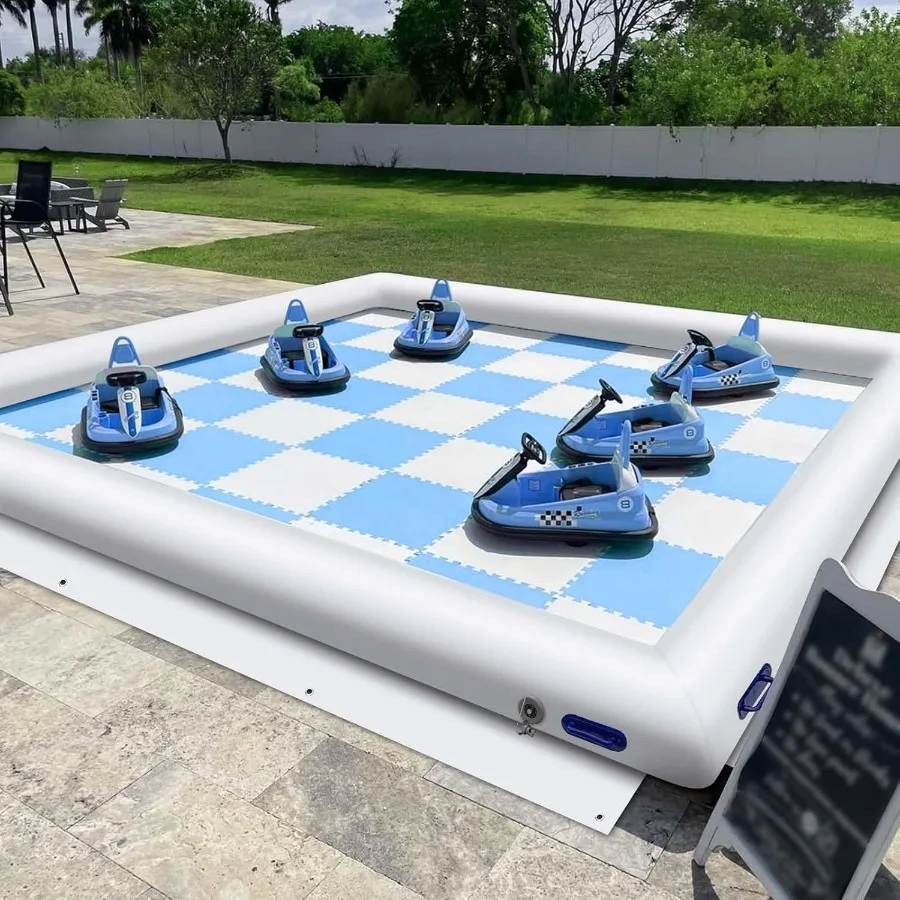 インフレータブルバンパーカーレーシングトラック - ミニインフレータブルレーストラック（ポンプ付き）ゴーカートレースパイプ（底なし）（ホワイト、9.5）