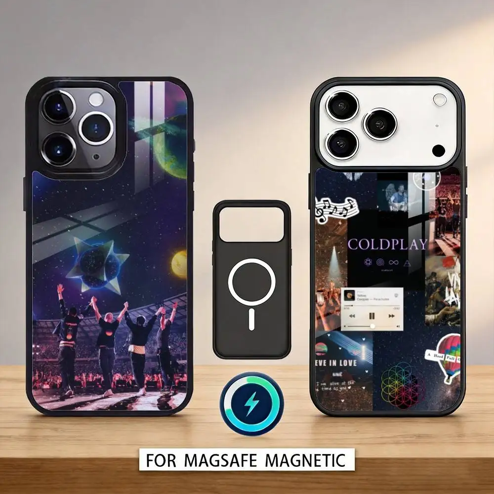 

C-Coldplay Band Phone Case Magnetic For iPhone17 16 15 14 13 12 Pro Max For Magsafe Wireless Charging Cover