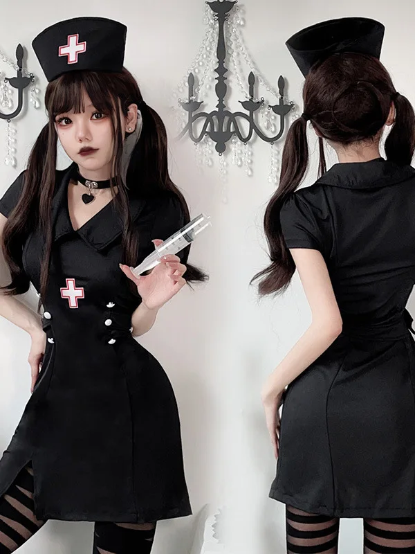 

Sexy Black Nurse Uniform Cosplay Costume Halloween Party Role-playing Doctor Nurse Costume Women's Traditional Chinese Costume