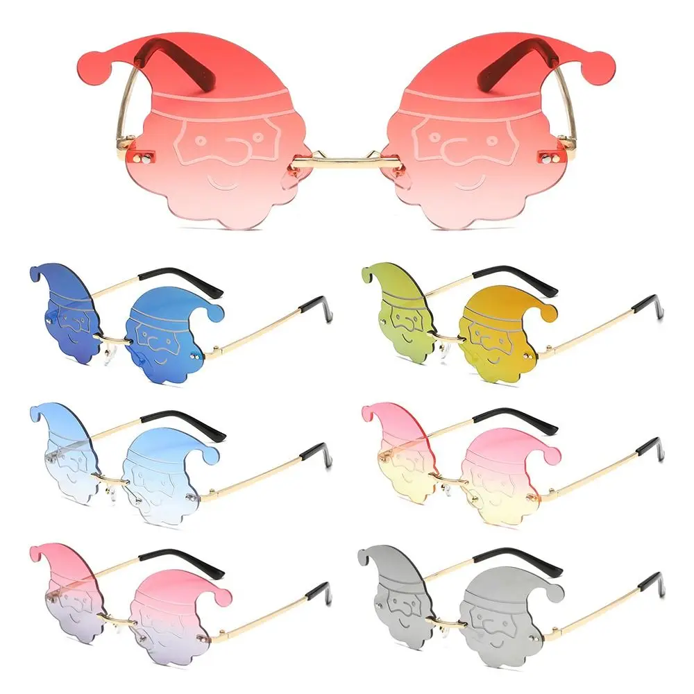 Cute Multi-color Lens Christmas Sunglasses Santa Claus Shaped Glasses Xmas Festive Parties Supplies for Women & Men