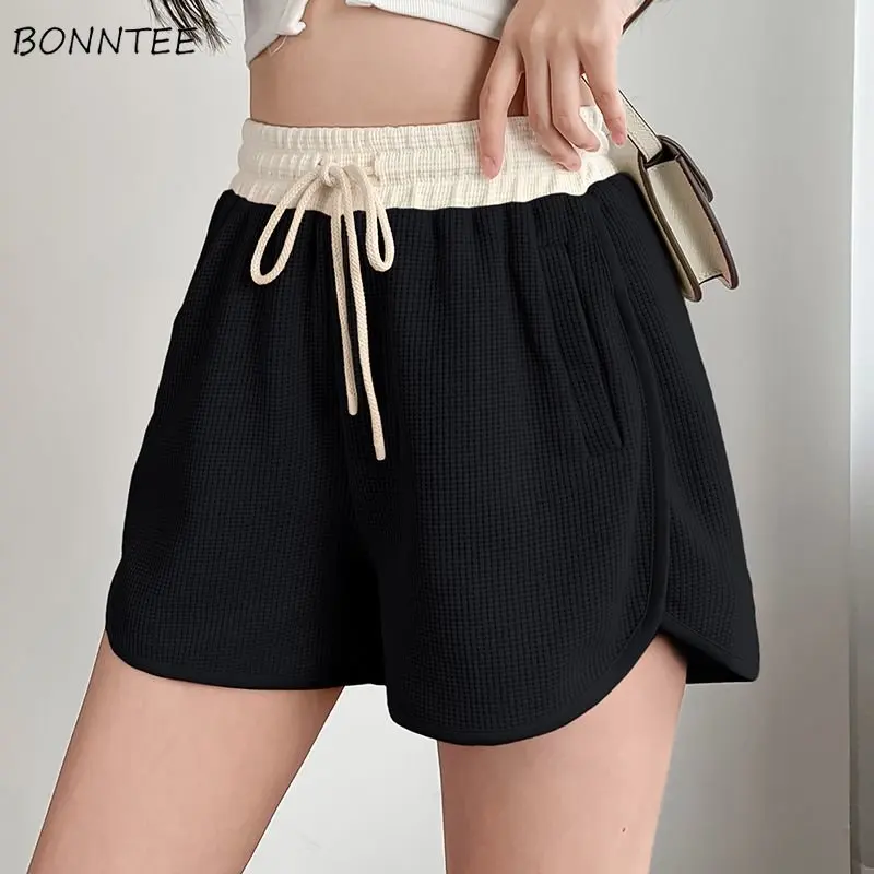 

Sporty Shorts Women M-4XL Baggy Wide Leg Panelled Casual Jogger Fashion Summer Drawstring All-match High Waist Streetwear Mujer