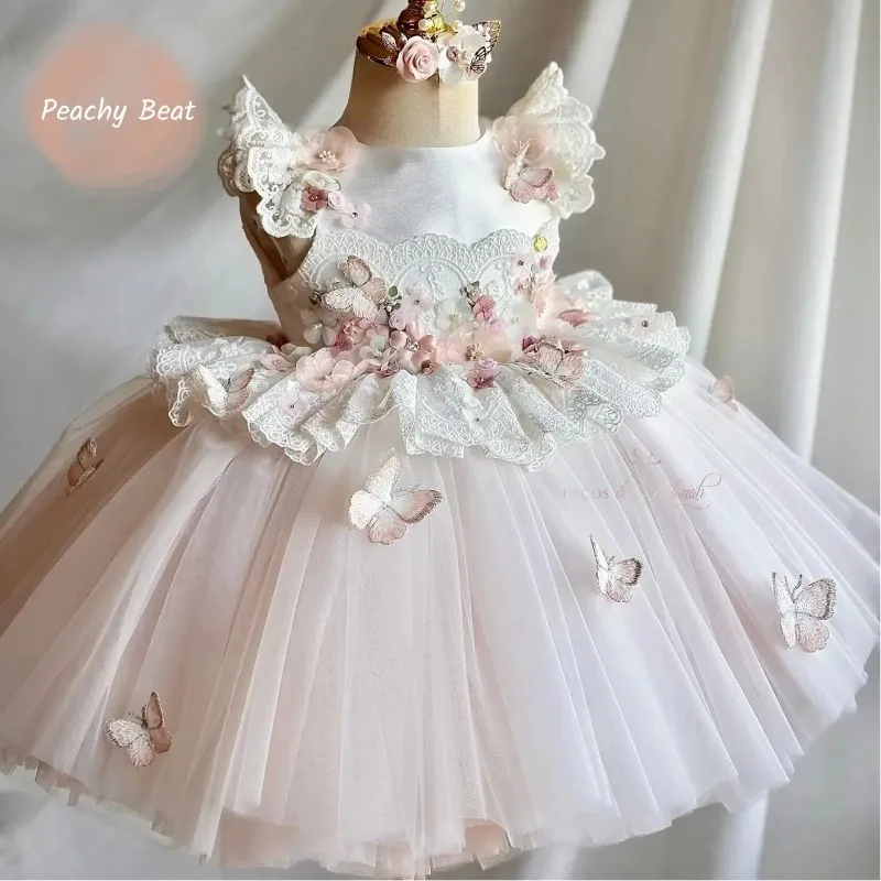 

Baby Girl Princess Flower Butterfly Tutu Dress Lace Fly Sleeve Infant Toddler Teens Child Tulle Vestido Party Baby Clothes 1-12Y