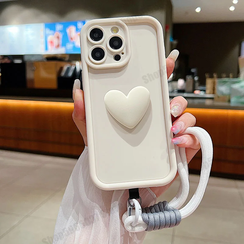 For Huawei Y9 Prime 2019 Case Huawei P Smart Z Phone Case STK-L21 STK-L22 LX3 3d Love Heart+Lanyard Silicone Matte Phone Cover