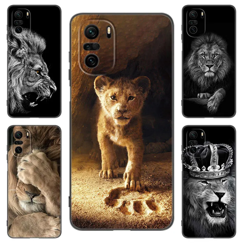 Lion Alpha Male Cub Black Silicone Phone Case For Xiaomi POCO X3 X4 NFC F2 F5 M3 M4 M6 X3 X4 X5 Pro 5G F3 GT C65 F4 M5 X2