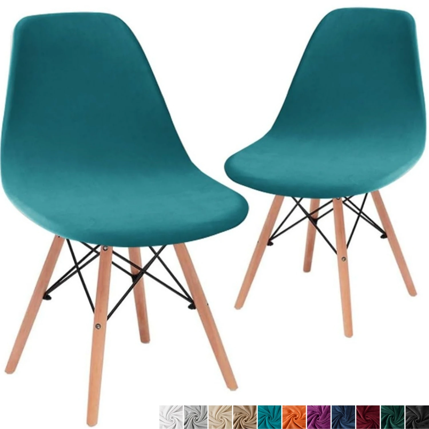 2 Piece Set Velvet Eames Chair Cover Stretch Dining Room Chair Slip Covers Shell Chair Protector Washable