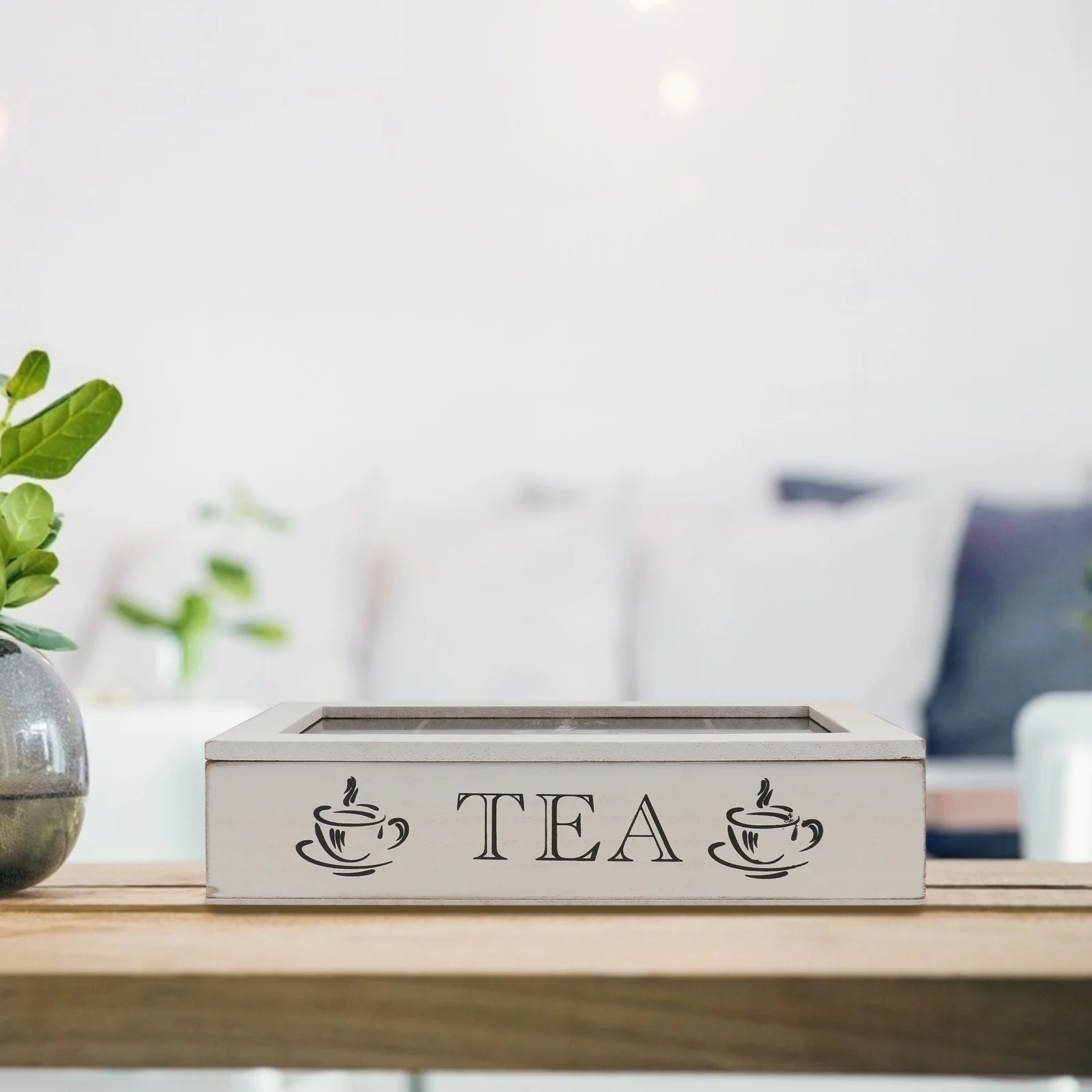 

Solid Wood Storage Box Vintage English Letter Design Desktop Organizer For Home Bathroom Countertop Handmade Wooden