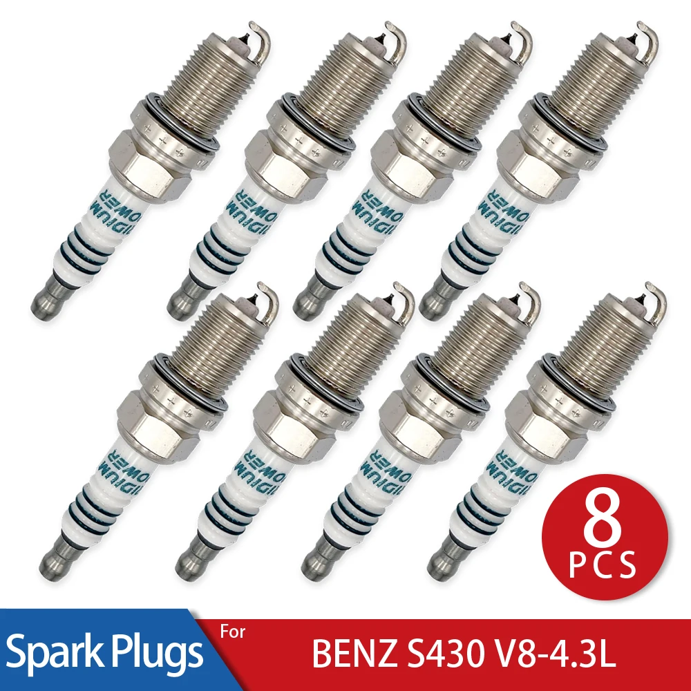 8 Pcs/Lot Iridium Power Spark Plugs Glow Plug for 2000-2006 BENZ S430 V8-4.3L Car Candle Stable Operation 80000km