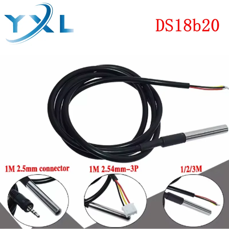 1PCS DS18B20 Stainless steel package Waterproof DS18b20 temperature probe temperature sensor 18B20 For Arduino