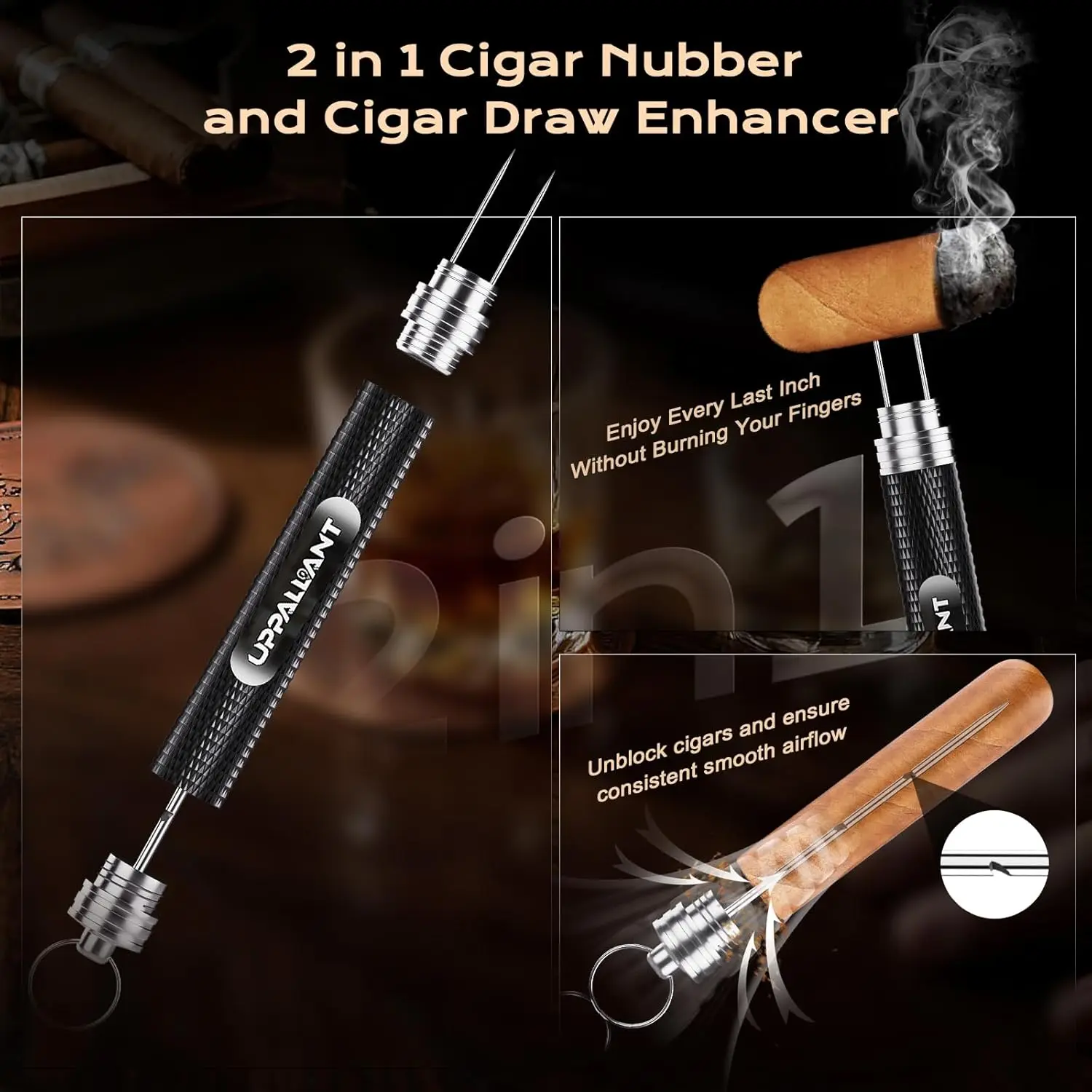 Zedernholz-Zigarrenhumidor für den Schreibtisch mit Schloss, Glasdeckel, Hygrometer & Zubehörschublade - Komplettes Zigarren-Geschenkset für Männer